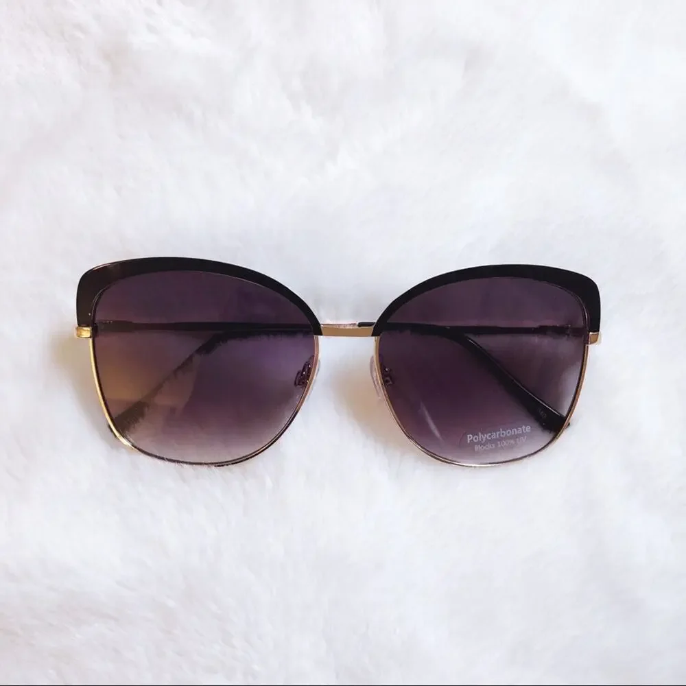 Robbie Black Full Rim Retro Cat Eye Sunglasses